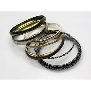 Set of 8 Bangle Bracelets, Various Styles and Colors, 2.5" Diameter